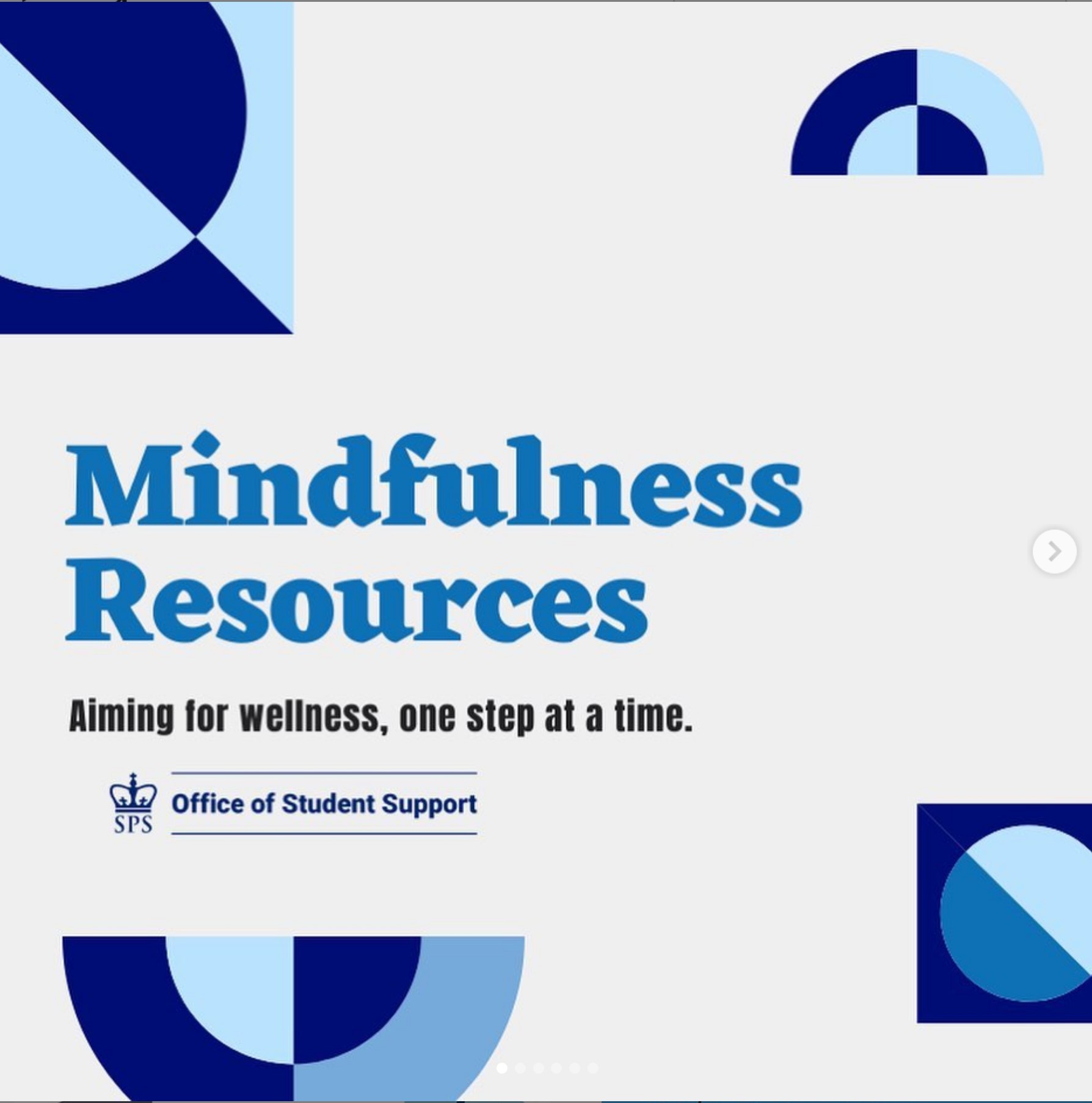 Mindfulness Resources thumbnail links to SPS Instagram post